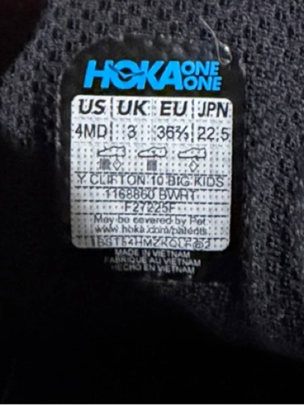 Hoka Black and White Road Running Shoes